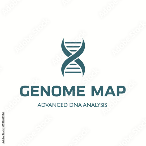 Scientific Logo Design of Genome Map DNA Double Helix for Advanced DNA Analysis and Genetic Testing Business or Company Branding Identity Concept Vector Illustration Minimalist Style.