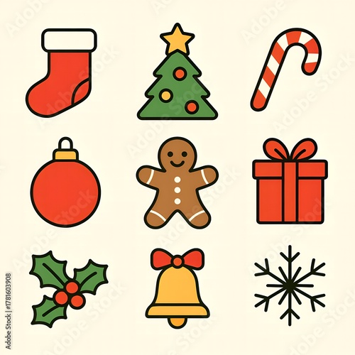 christmas icons set