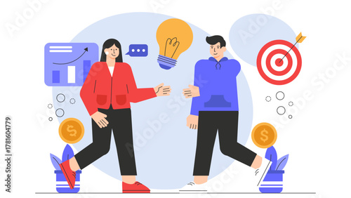 Customer Acquisition Strategy Flat Vector Illustration