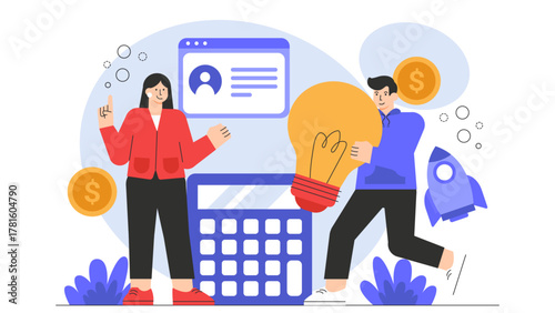 Crowdfunding for Startup Business Flat Vector Illustration