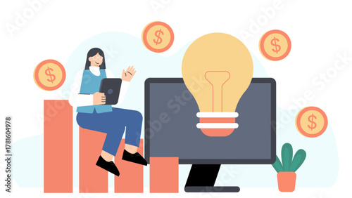 Crowdfunding for Startup Business Flat Vector Illustration