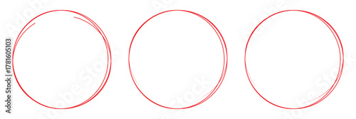 Hand drawn circle line sketch set. Circular vector image. Vector brush strokes circles of paint on white background, doodle round circles for message note mark