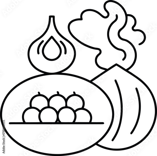 Italian Cuisine Dishes Line Art Transparent Background