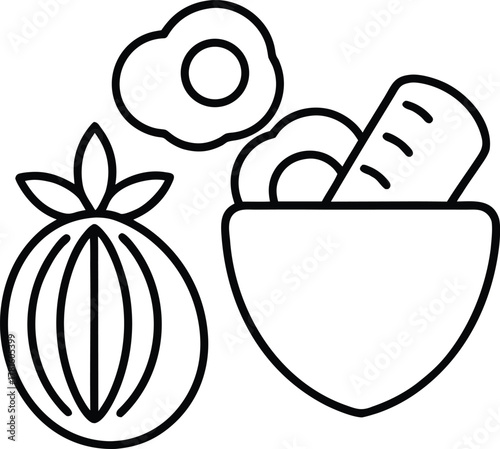 Keto Diet Food Line Art Transparent Background