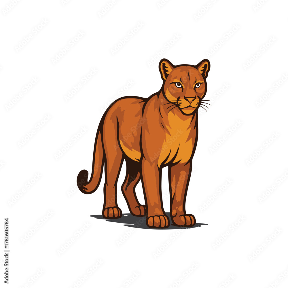 Obraz premium Stylized Cougar Illustration with Detailed Fur and Shadow Effect
