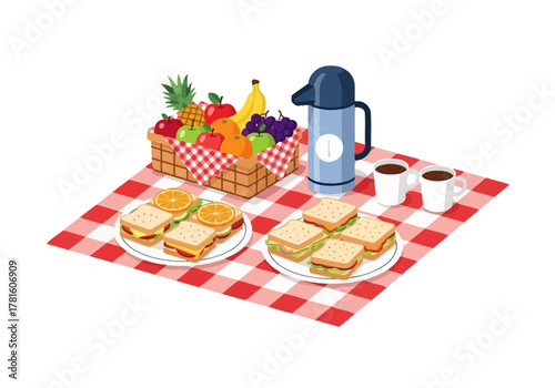 Abstract geometric composition with colorful circles and squares.