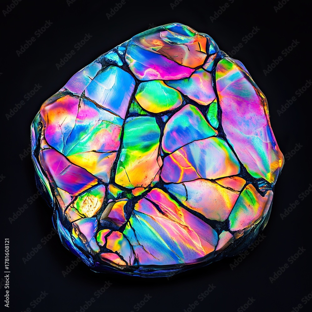 Naklejka premium Abstract Color Geode Art, Vibrant Abstract Stone with Multicolor Patterns, Colorful Gemstone Texture Design