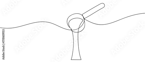 Spoon is pouring, one continuous line One line drawing background. Vector illustration. Editable stroke.