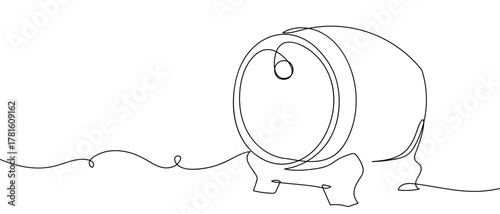 Wine barrels, beer barrels, one continuous line One line drawing background. Vector illustration. Editable stroke.