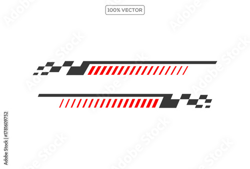 Wrap Design For Car vectors. Sports stripes, car stickers black and red color.