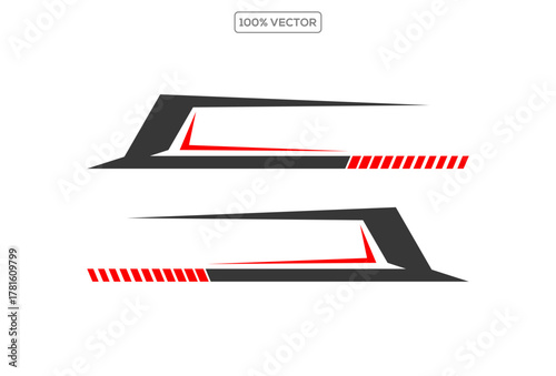 Wrap Design For Car vectors. Sports stripes, car stickers black and red color. Racing illustration design