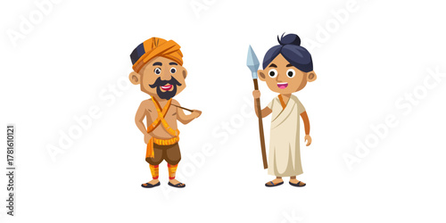 indian village men cartoon character.
