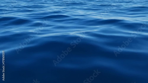Close-up view of the ocean surface, showcasing gentle waves and the deep blue color.