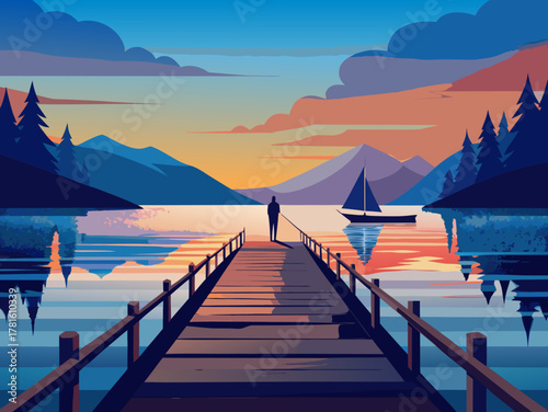 dock silhouette illustration