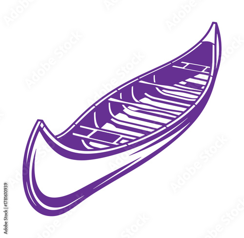 Isolated purple canoe illustration for outdoor adventure activities and watersport designs