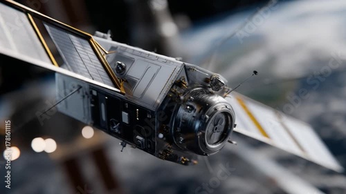 Satellite launch event outer space 3d rendering cosmic environment close-up view space exploration concept
