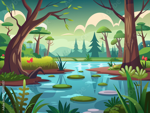 swamp vector  illustration 