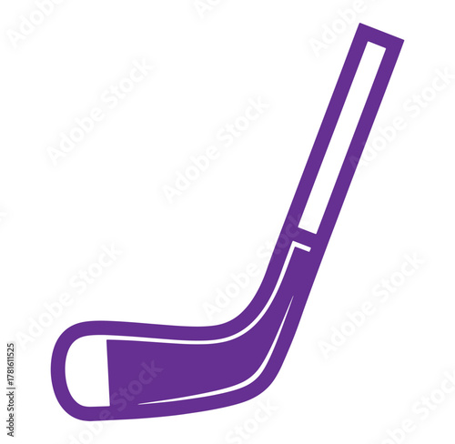 Simple purple hockey stick illustration isolated on white background for sports or games