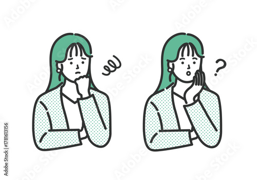 ビジネス 女性の悩みアイコンイラストセット