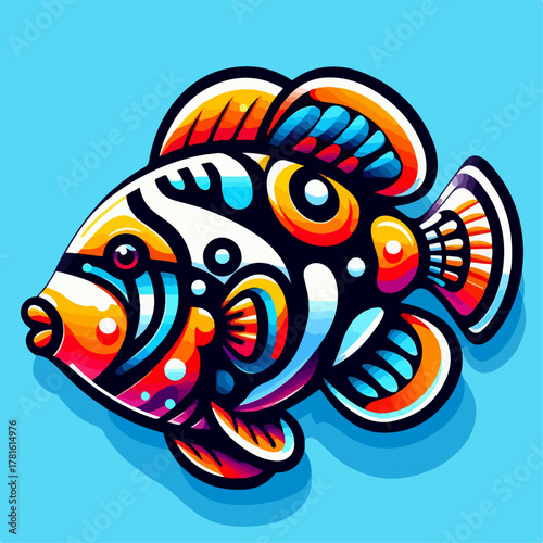 mandarin fish vector illustration set