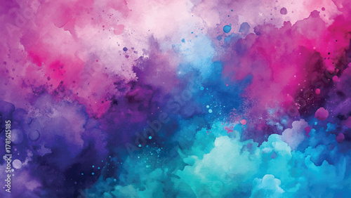 Vibrant Purple and Blue Watercolor Splash Background for Abstract Art and Modern Design