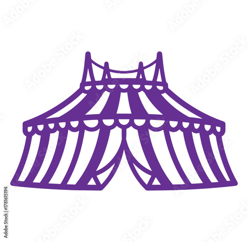 Simple illustration of a purple circus tent for entertainment and carnival themes