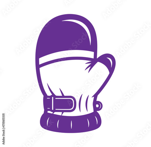 Vector illustration of a purple winter mittens isolated on white background for design