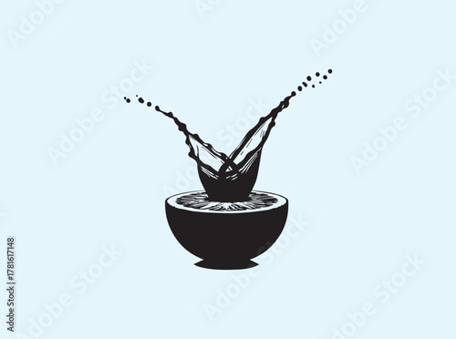 Contemporary Citrus Slice Silhouette with Forceful Juice Splash
