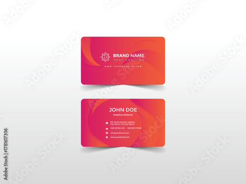 Bright gradient color wavy shape visiting card vector design professional corporate modern business card template creative branding stationery design illustration