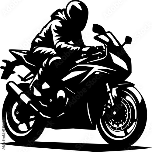 Silhouette of a biker on a motorcycle vector illustration