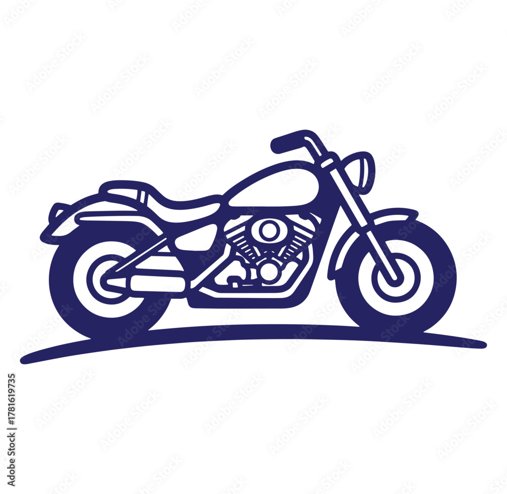 Fototapeta premium Vector illustration of a stylish motorcycle featuring a classic cruiser silhouette and design.