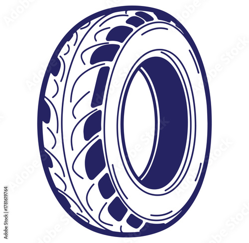 Vector illustration of a tire depicting automotive service transportation and vehicle design concept.