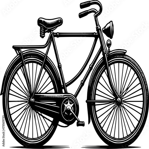 Vintage bicycle silhouette vector isolated on white background