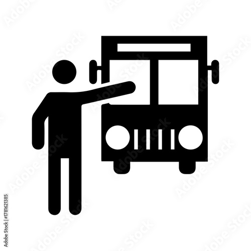 Man Hailing Bus Icon