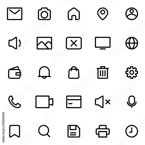 frequently used essential icon set