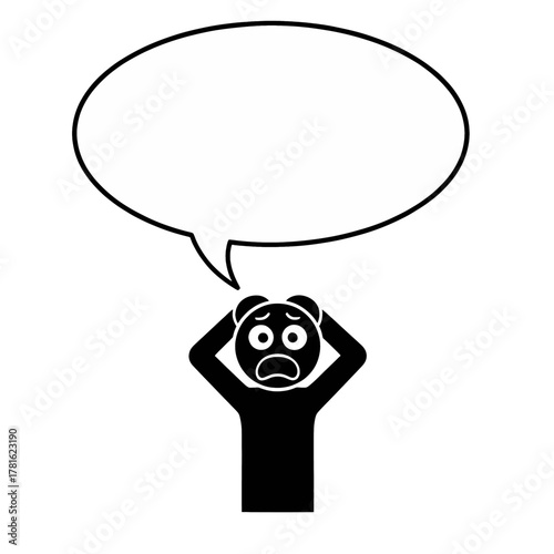 Stick figure character with hands up showing shock and fear reaction.