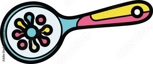 Colorful Hair Dryer With Pink Blue Yellow Accents On White Background