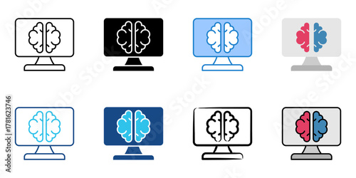 brain icon set multiple style collection 
