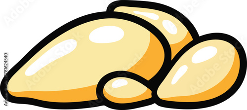 Pile Of Light Yellow Baked Bread Rolls With Shiny Glaze And Black Outline