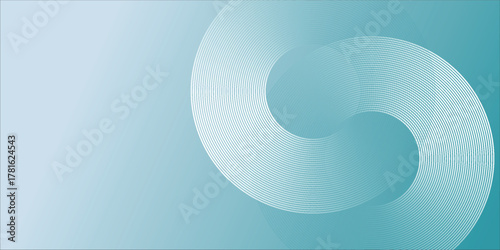 Abstract blue glowing geometric lines on dark blue background. Modern shiny blue circle lines pattern. Futuristic technology concept. Suit for cover, poster, banner, brochure, header, website