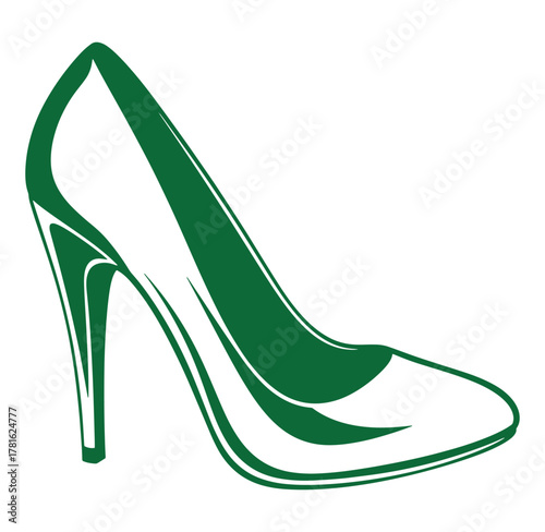 Elegant green stiletto heel fashion illustration vector design on white isolated background