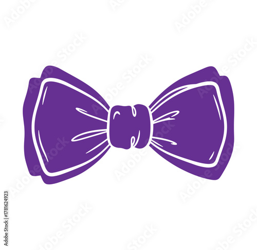 Elegant purple bow tie illustration featuring a hand drawn outlined aesthetic design