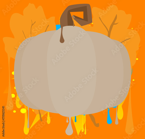 Thanksgiving Autumn leaf and Pumpkin graffiti. Abstract modern street art decoration performed in urban painting style.