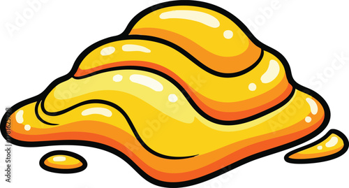 Yellow And Orange Goo Blob With Smooth Shiny Surface On White Background In Pixel Art Style