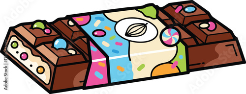 Delicious Chocolate Bar With Colorful Sprinkles And Candies A Sweet Treat