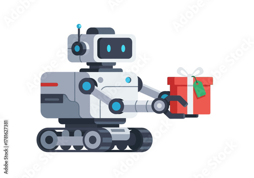 Robot Delivering a Gift Technology and Automation in Delivery Services.