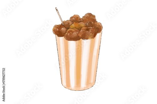 美味しそうな屋台のカップに入った唐揚げのイラスト