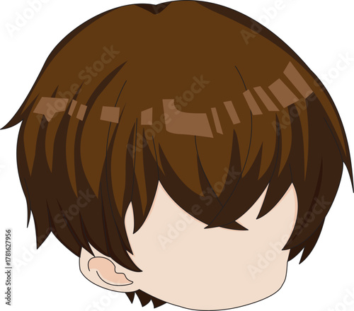 Faceless Chibi Boy Hair Cartoon Anime Hairstyle Side Face Vector