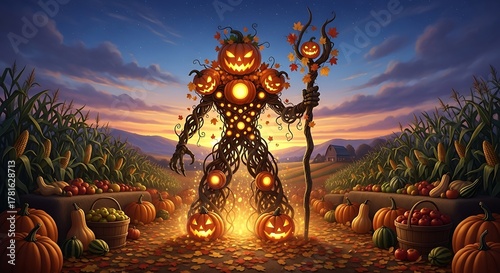 Pumpkin King Guardian of the Harvest at Sunset.