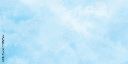 Clouds and sky watercolor vector hand drawn vector illustration. Abstract blue winter watercolor background. Sky pattern with snow. Light blue watercolour paper texture background.	